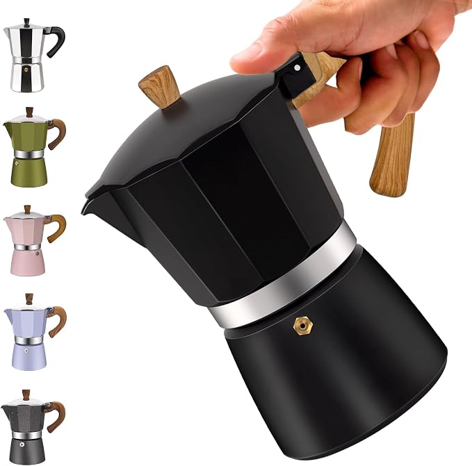 12 Cup Aluminum Moka Pot Classic Stovetop Espresso Coffee Maker 600ml 20oz Coffeemaker Percolator Mocha Pot Greca Coffee Maker Cafe Makers for Italian and Cuban Café Brewing Black by Vaolvpant