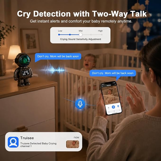 DYPCO Indoor Security Clock Camera with Temperature and Humidity Monitoring, Smart Clock Camera with Alarm Function, Real-Time Alerts for Home Safety - Image 9