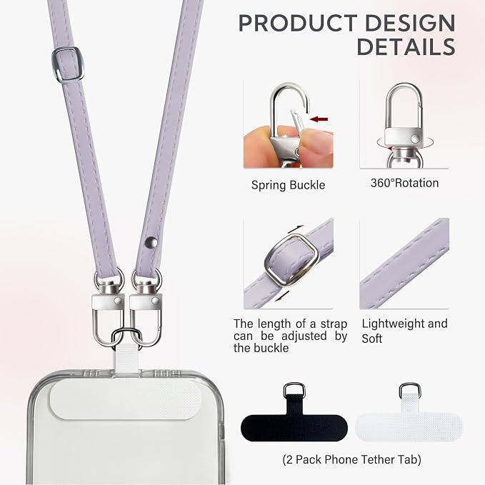BFSD·DM Phone Crossbody Strap, Universal Crossbody Patch Phone Lanyards,Phone Lanyards for Around The Neck,Phone Strap,Compatible with Most Smartphones(Purple) - Image 3
