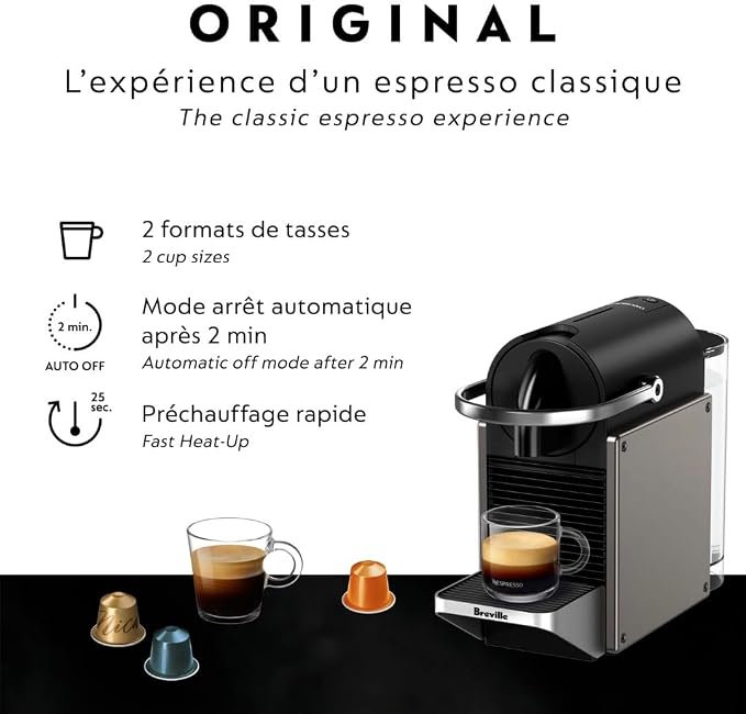Nespresso Pixie Original Espresso Machine by Breville, Titan - Image 5