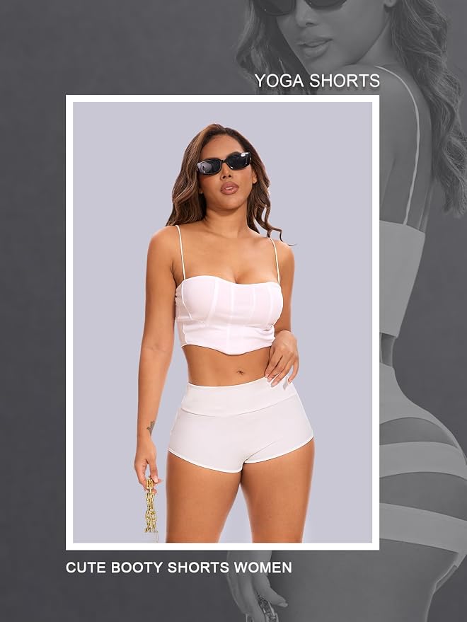 Cut Out Yoga Shorts Booty Butt Lifting Scrunch Shorts High Waisted Workout Gym Active Hot Pants - Image 3