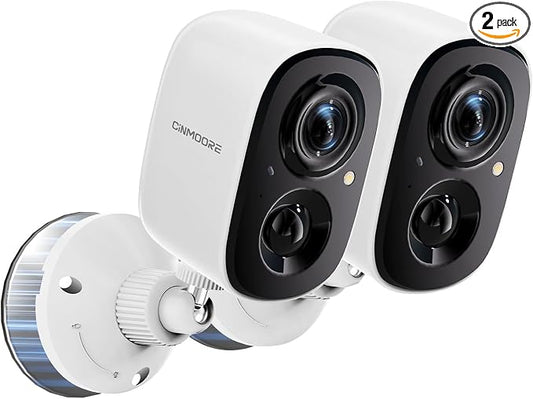2.5K Wireless Home Security Cameras 2-Pack, Outdoor WiFi Non-Subscription AI Person Detection, 4MP Color Night Vision, Full Duplex 2-Way Audio, IP66 Waterproof Battery Powered, U.S. AWS Cloud by Unknown