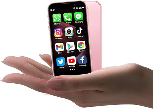 Mini Phone 3.0" HD Touch Screen Mini Smartphone World's Smallest Unlocked Android Compact Mobile Phone for Kids & Students Cell Phone wih GPS Dual SIM Face ID 2GB+16GB Pink by Unknown
