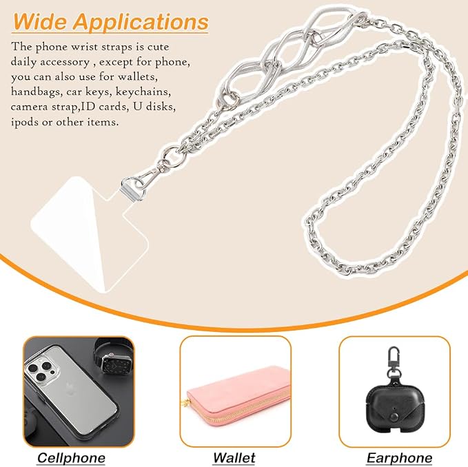 Crossbody Lanyard Strap, Durable Metal Cell Phone Chain, Universal Lanyard With Tether Tab, Detachable Chain Strap Compatible With Most Phone Bags and Purses - Image 4