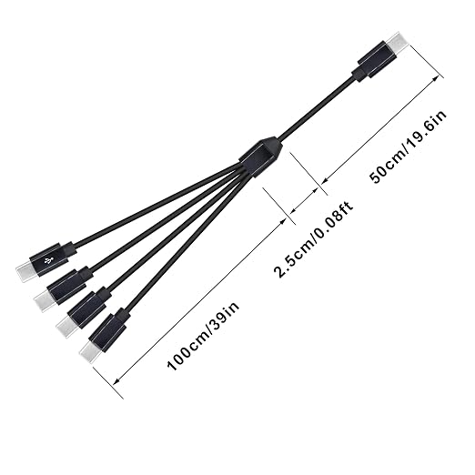4 in 1 USB Type C Splitter Cable,USB C Male to 4 USB C Male Data Snyc and Charging Cord,USB C Multi Charging Cable for Cell Phones,Tablets and More(4.9FT/1.5M) - Image 5