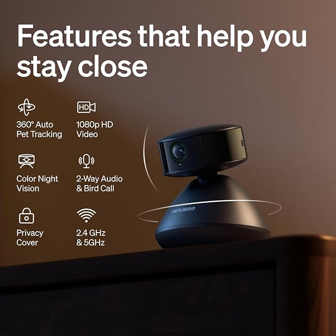 PETLIBRO Dog Camera with Phone App, 360° Auto Tracking Pet Camera Indoor with Phone App for Home Alone Pets, Cat & Puppy Camera with 2-Way Audio, Night Vision, Indoor Camera WiFi - Image 5