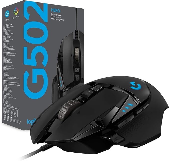Logitech G502 Hero Wired Gaming Mouse - Black | High performance, 25,600 DPI, RGB, adjustable weights, 11 programmable buttons, on-board memory, PC/Mac - Image 9