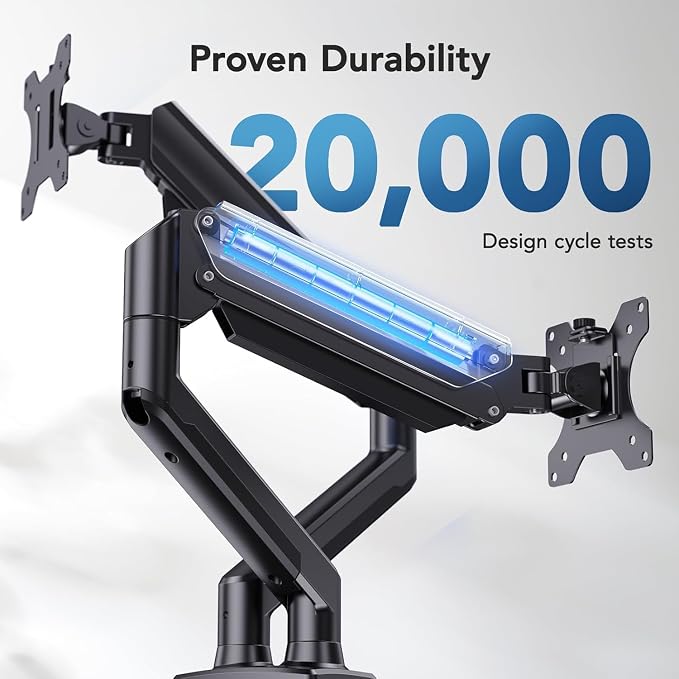 HUANUO Dual Monitor Mount for 2 Monitors up to 30 inches, Each Arm Holds Max 22lbs, Dual Monitor Stand with Advanced System, Height-Adjustable/Tilt/Swivel/Rotate, VESA Standard 75mm or 100mm - Image 6