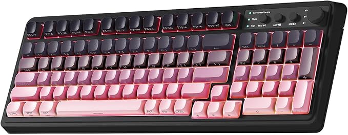 AULA 99 Key Keyboard, Wireless Gaming Keyboards Creamy Sounding Keyboard | Membrane Keyboard,Side Printed Keycaps,RGB Backlit,Tri-Mode BT/2.4GHz/USB-C,2000mAh Rechargeable Thocky Computer Keyboards by AULA
