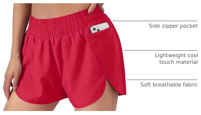 Blooming Jelly Women's Quick-Dry Running Shorts Workout Sport Layer Active Shorts with Pockets 1.75" - Image 4