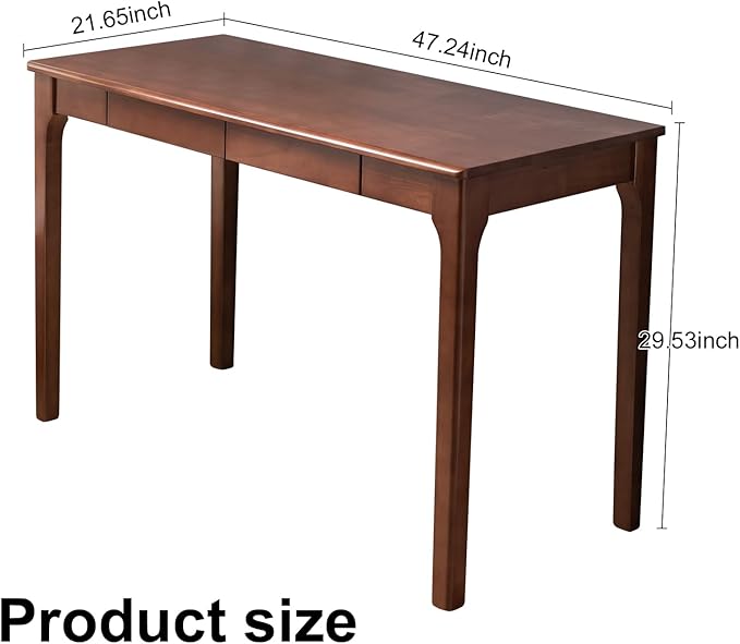 Solid Wood Desk with Drawers, Small Computer Desk for Small Spaces, Gaming Study Home Office Desks for Work, Student PC Desk for Bedroom, Escritorios para Cuartos (Cherry Color, 47inch) - Image 3
