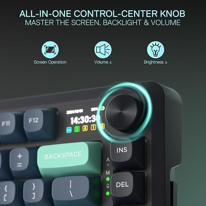 Redragon K724 PRO Wireless 81-Key Gasket Gaming Keyboard, TFT Screen & Knob | Easy-Control LED Info Display, 0-Delay Tri-Mode, Cushioned 5-Layer Noise Dampening for Creamy Thocky Sound, Compact 80% Size - Image 6