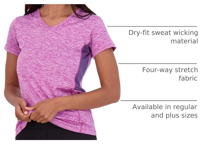 5 Pack Women's Dry Fit V Neck Workout Tops T Shirts Athletic Gym Yoga Tees | Available In Plus Size, Cooling Moisture-Wicking, Short Sleeve, Quick-Dry, Fitness, Stretch, Exercise, Running, Hiking - Image 4