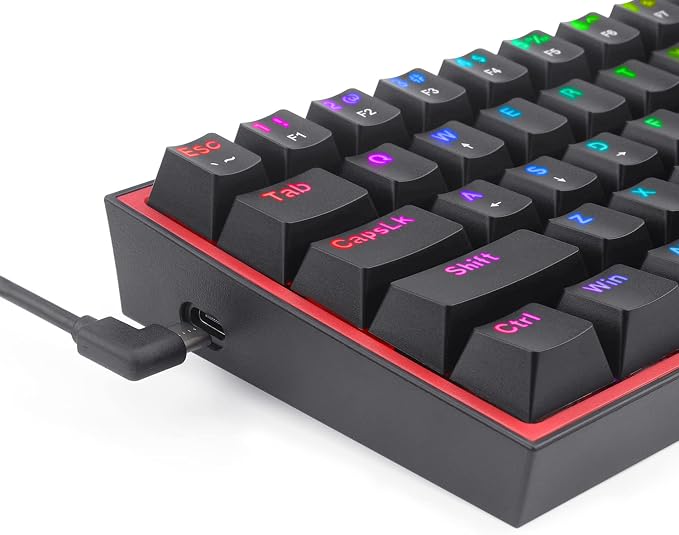 Redragon K617 Wired 60% Compact Hot-Swap RGB Gaming Mechanical Keyboard | 61 Keys Design for More Room to Aim, Swap-Ready Socket for Mod, Vibrant 20-Mode Lighting Hype Vibing, Pro Software Supported - Image 3