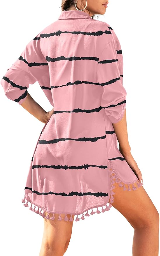 Yincro Women Swimsuit Cover Up Shirt 2026 Tassel Beach Bathing Suit for Swimwear Bikini Dress - Image 2