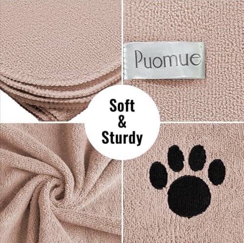 Puomue Microfiber Dog Towels for Drying Dogs, Super Absorbent and Soft Pet Towels for Dogs or Cats, 40''X23.6'', Pet-Friendly, Perfect for Pets of Different Fur Types. (Camel, 40''X23.6'' - 2pack) - Image 2