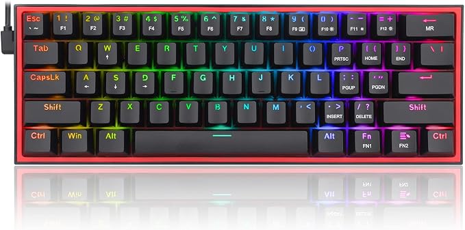 Redragon K617 Wired 60% Compact Hot-Swap RGB Gaming Mechanical Keyboard | 61 Keys Design for More Room to Aim, Swap-Ready Socket for Mod, Vibrant 20-Mode Lighting Hype Vibing, Pro Software Supported - Image 2