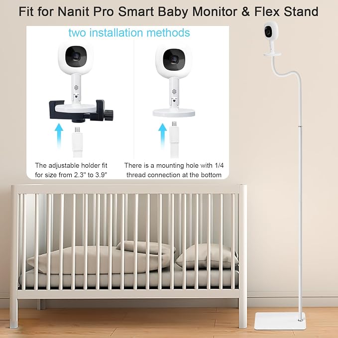 67" Adjustable Height Baby Monitor Floor Stand Holder Compatible with Hellobaby HB6560/HB6550/Pro/HB65/HB66/HB248,ANMEATE,Infant Optics DXR-8 Pro,eufy,Nanit Pro Smart Baby Monitor & Flex Stand - Image 4