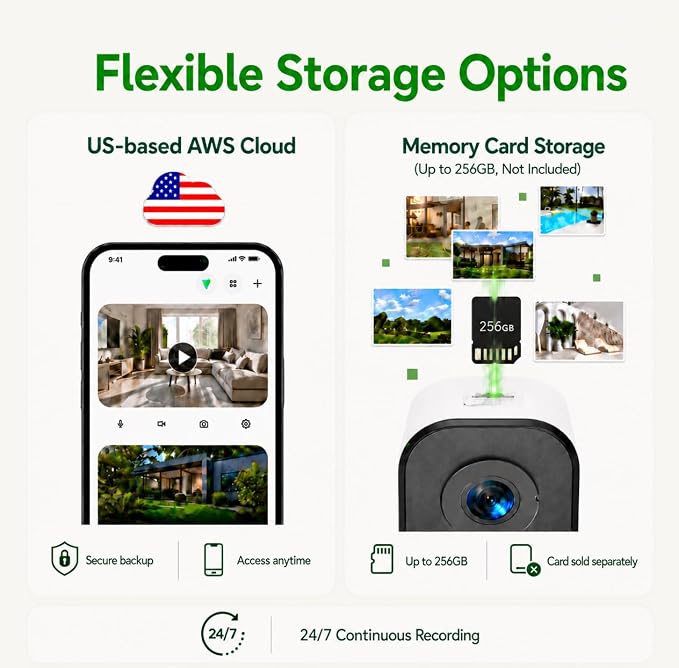2K Window Camera,2.4G WiFi Indoor Camera for Home Security, AI Color Night Vision, Person & Motion Detection,911 Emergency, US Based Cloud, 24/7 Recording - Image 4