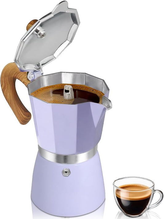 Coffee Maker Stovetop Espresso Maker 3 Cup Aluminum Moka Pot Percolator 5oz 150ml Easy Brewing for Electric Ceramic Stoves Home Camping Italian Cuban Café Classic Sip Sized Purple by Unknown