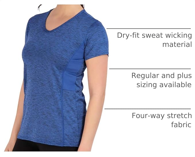 5 Pack Women's Dry Fit V Neck Workout Tops T Shirts Athletic Gym Yoga Tees | Available In Plus Size, Cooling Moisture-Wicking, Short Sleeve, Quick-Dry, Fitness, Stretch, Exercise, Running, Hiking - Image 4