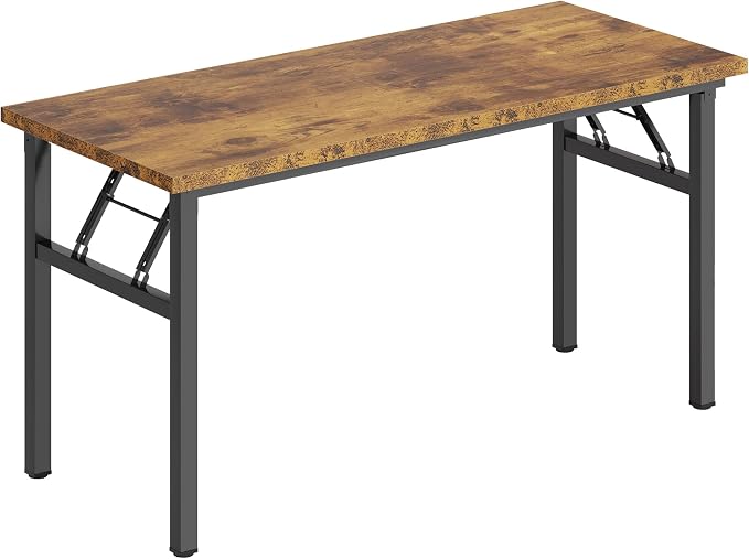 Need Home Office Desk - 62 Inches Large Computer Desk Sturdy Black Table Foldable Desk Gaming Computer Table No Assembly Required Rustic Brown AC5FB(157.5 * 60) | Black Frame Writing Gaming Work Table/Foldable Home Office Desk/Sewing Table, No Assembly... - Image 8