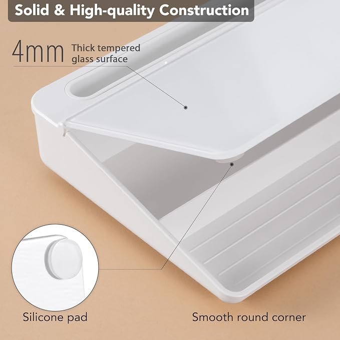 Varhomax Glass Desk Whiteboard with Wireless Charger, Desktop Dry Erase White Board with Storage, to Do List Memo Notepad for Home and Office - Image 7