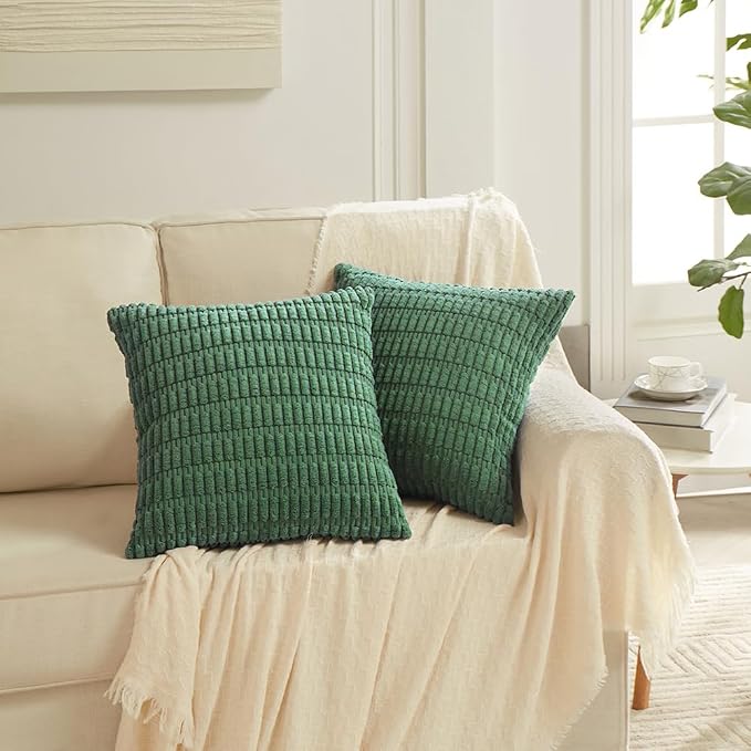 Fancy Homi 4 Packs Decorative Throw Pillow Covers for Living Room Couch Bed, Modern Farmhouse Boho Home Décor Accent Cushion Case, 18" x 18", Green - Image 6