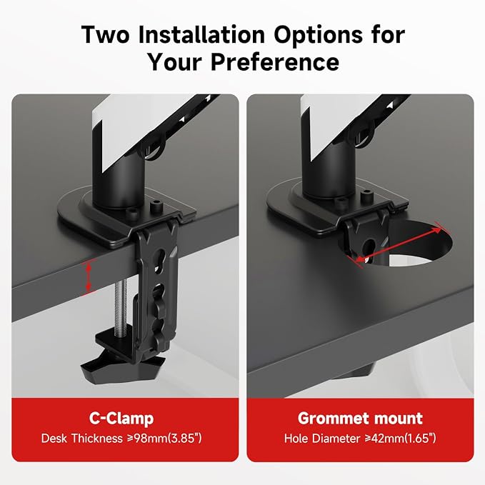 Suptek Monitor Mount Gas Spring Monitor Arm Desk Mount Fully Adjustable Fits 17 20 22 23 24 26 27 32 35 inch Monitors Weight Capacity up to 24.25 lbs (Black+White, 17"-35") - Image 7