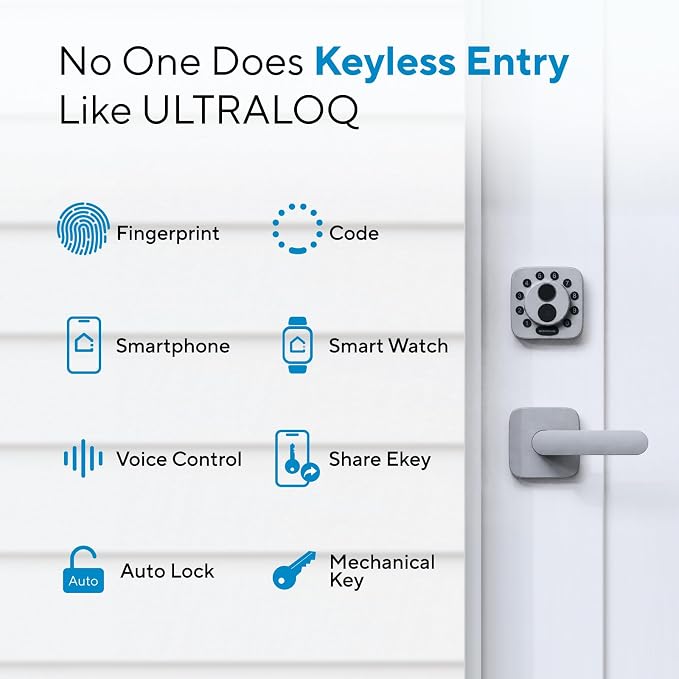 ULTRALOQ Bolt SE Smart Lock, Built-in Wi-Fi, Matter Over Thread, Works with Apple Home, Alexa, Google, 7-in-1 Keyless Entry Deadbolt with Fingerprint ID, App, Code, Remote Control, Gray - Image 10