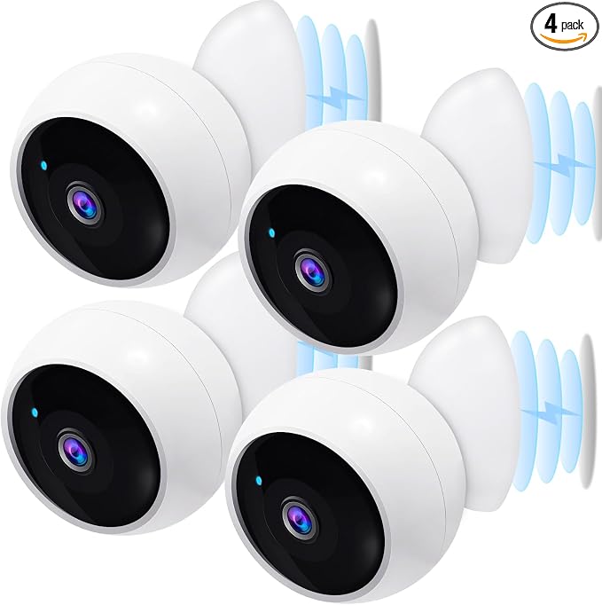 AMTIFO Security Cameras Wireless Outdoor Magnetic - 4-Pack Install-Free Indoor Smart 2K WiFi - Long Battery Life Powered Wireless Security Camera with AI Motion Detection by AMTIFO