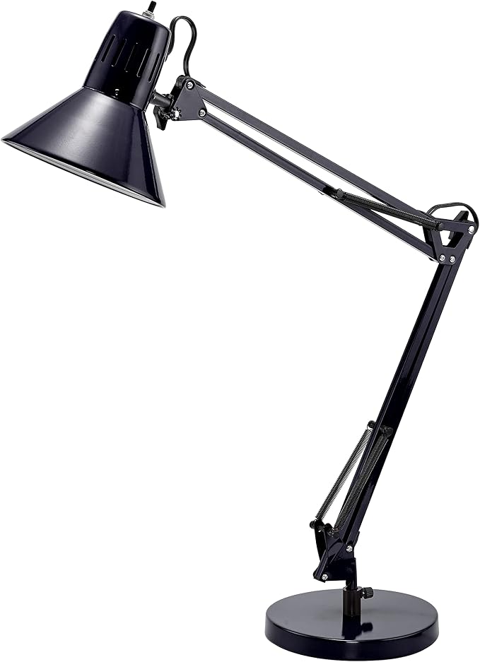 Bostitch Office VLF100D Swing Arm Desk Lamp, Metal, 36" Reach with Multi-Joint Adjustment, Includes Replaceable LED Bulb (VLF), Black by BostitchOfficeProducts