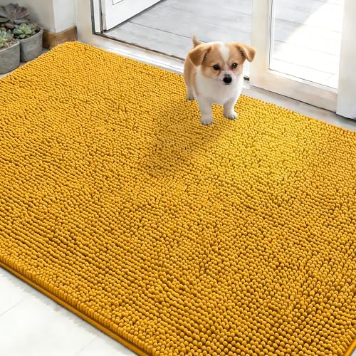 OLANLY Dog Door Mat for Muddy Paws 48x30, Super Absorbent Chenille Mud Mat by OLANLY