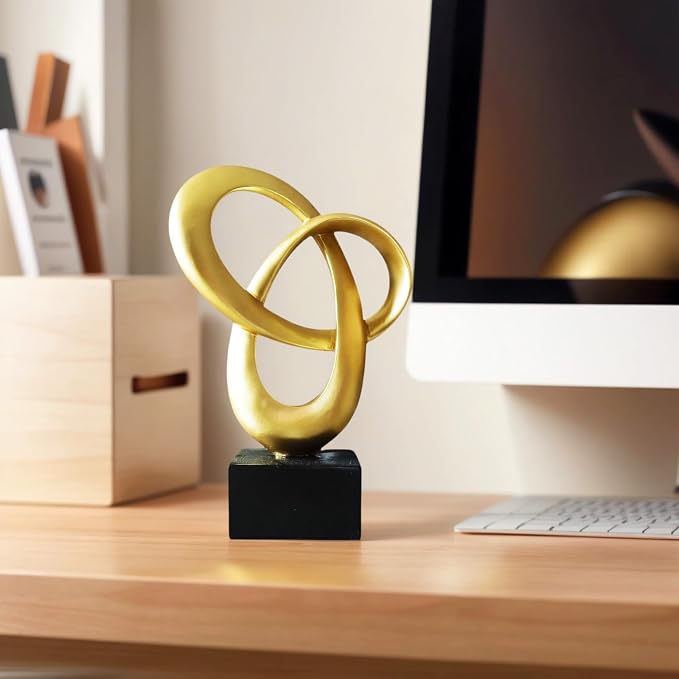 Dosker Abstract Sculpture Knot Decor Mobius Stripe Statue (Gold) | Modern Sculpture for Home Decor,Coffee Table Decor for Living Room,Office - Image 3