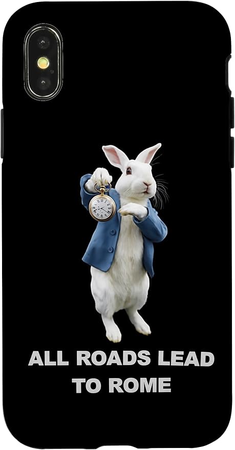 Funny AI Rabbit Meme Tshirt - All Roads Lead to Rome Humor Case for iPhone X/XS by Unknown