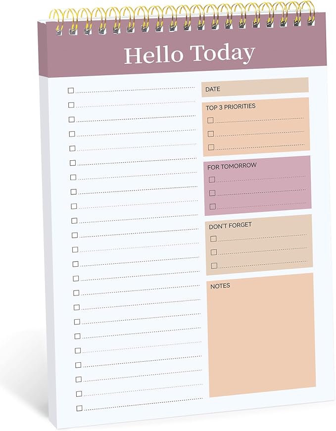 Taja To Do List Notepad, Undated Daily Planner for Work and Goal Setting | Purple, 52 Sheets, 9.8" x 6.5" , for Office, Home and school, Daily Task Planning, Notes and Everyday Organization by Taja