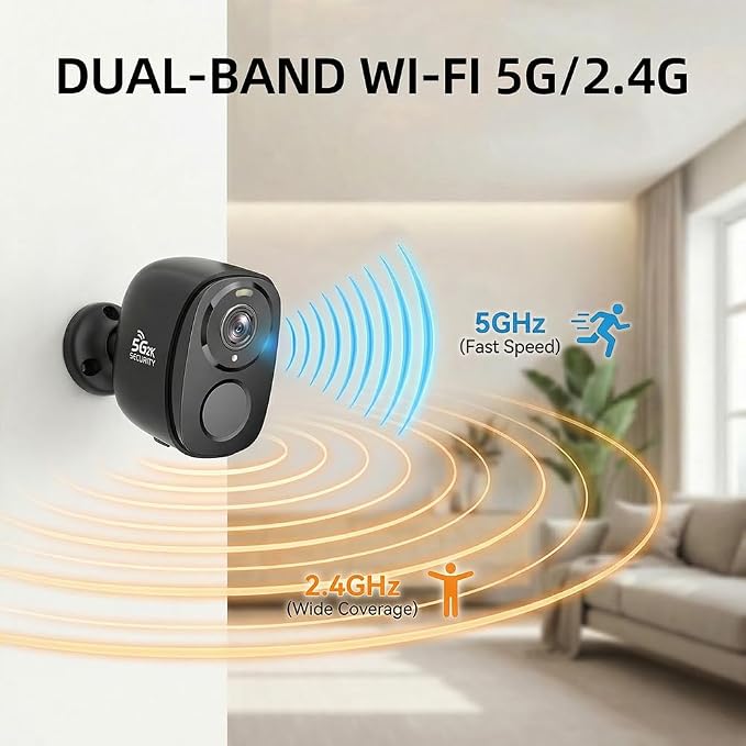 Rraycom 4Pack 5G/2.4G Security Cameras Wireless Outdoor,2K Battery Powered AI Motion Detection Siren Alarm WiFi Home Indoor Camera, Color Night Vision, 2-Way Talk, Waterproof, Works w/Alexa, Cloud/SD - Image 6