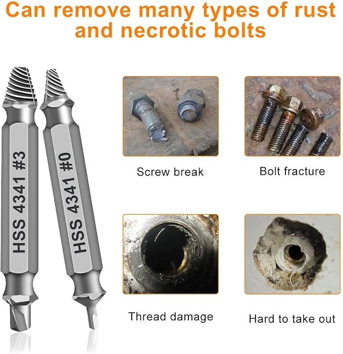 Damaged Screw Extractor Set,Christmas Stocking Stuffers for Adults Men Him | Gifts for Men,Mens Gifts for Dad,Husband,Stripped Screws Bolt Drill Bit Tools for Easy Removal of Rusty Broken Screw - Image 4
