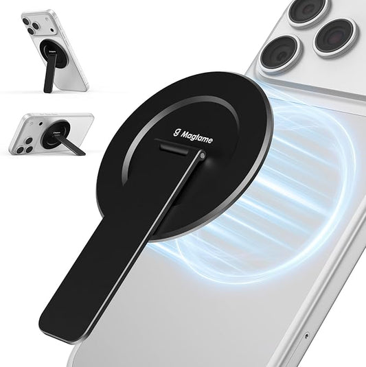 Magnetic Phone Stand for Magsafe, Ultra-Slim Snap-on Phone Holder Kickstand,180° Adjustable Angle Damping Design Cellphone Grip, Black by Magtame