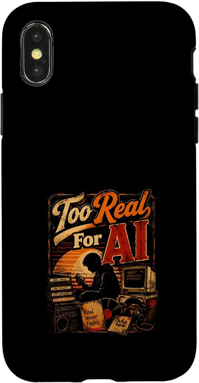 Too Real for AI - Authentic Music Lovers Case for iPhone X/XS by Unknown