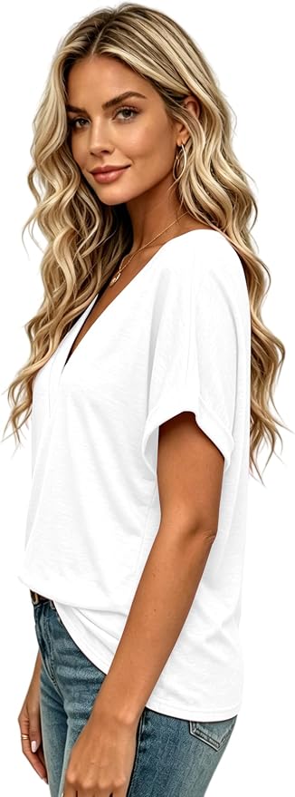 T Shirts Short Sleeve V Neck Tees Womens Tops Beach Vacation Fashion Clothes 2026 Casual Summer Spring Fall Outfits - Image 3