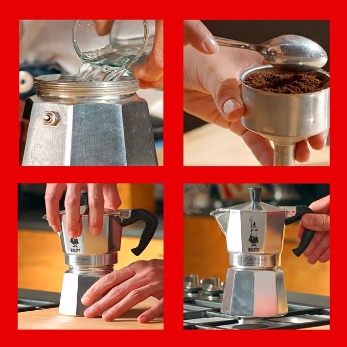 Bialetti Moka Express Iconic Italian Stovetop Espresso Maker (Natural Silver, 6 Cups) - Image 5
