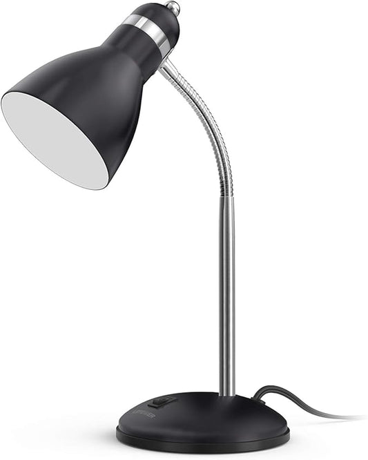 LEPOWER Metal Desk Lamp, Adjustable GooseNeck Reading Light for Bedroom | Compact & Sturdy, Space-Saving for Bedside & Dorm, E26 Table Lamp, Eye-Caring, Ideal for Study, Office, Back to School by LEPOWER