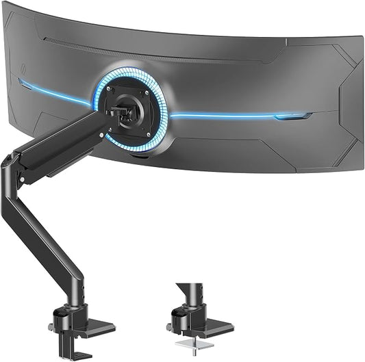 MOUNT PRO Heavy Duty Monitor Arm for 49 inch Ultrawide Screen up to 44 lbs, Single Desk Computer Mount Curved Monitor Stand for Samsung Odyssey G9, Adjustable Gas Spring VESA Mount 75x75 100x100 by MOUNTPRO