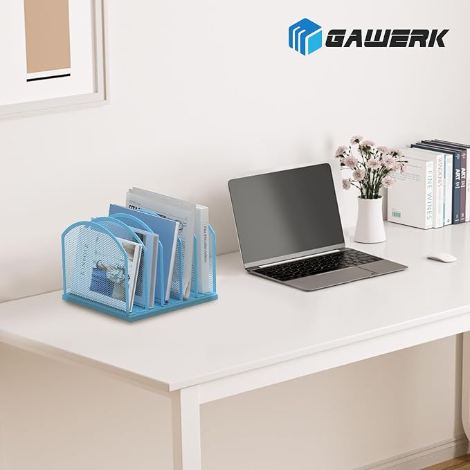 Gawerk 5-Section Vertical Desktop Organizer, 5-Section Mesh File Folder Stand Sorter for Office Home Classroom Organization - Image 7