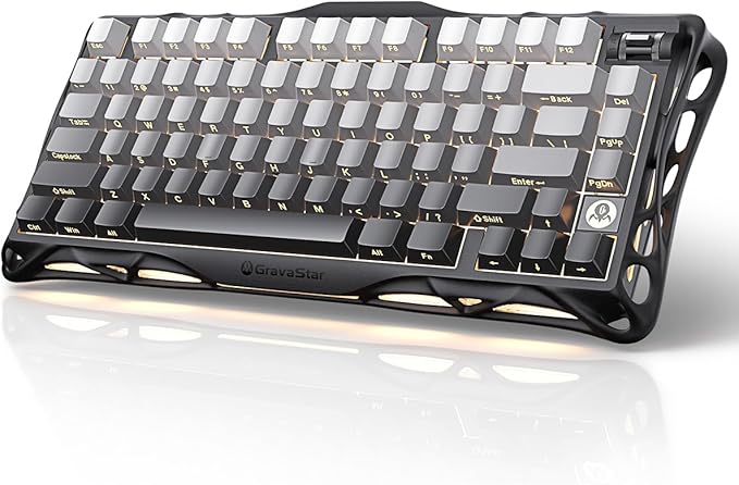 GravaStar Mercury K1 75% Wireless Mechanical Gaming Keyboard RGB Backlit | Gasket Mount, Hot Swappable Linear Switches, Creamy Sound Keyboard, 2.4GHz/USB-C/Bluetooth 5.0, for Win/Mac【Gradient Black】 by GravaStar