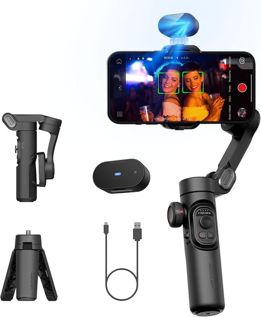 AOCHUAN Gimbal Stabilizer for Smartphone with AI Tracking Sensor, Gimbal with Focus Wheel for Phone/Android, Phone Stabilizer with 7.0 Anti-Shake for Video Recording-Smart XE AI by AOCHUAN