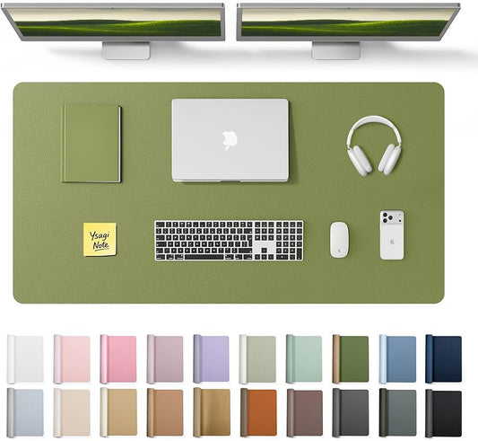 YSAGi Leather Desk Protector, Office Mat, Large Mouse Mat, Non-Slip PU Leather Blotter, Laptop Desk, Waterproof Writing Pad for Office and Home (Green, 47.2" x 23.6") by YSAGi