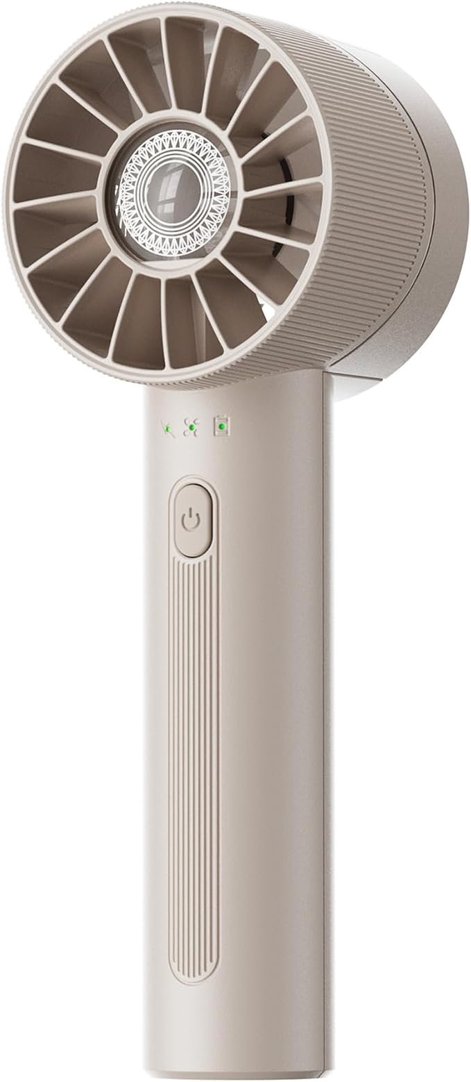 Portable Mini Handheld Turbo Fan, 4 Speed High Velocity Personal Cooling Device [Max 16H], Rechargeable Purse Travel Essential for Vacation/Beach/Trip - Beige by Coolwill