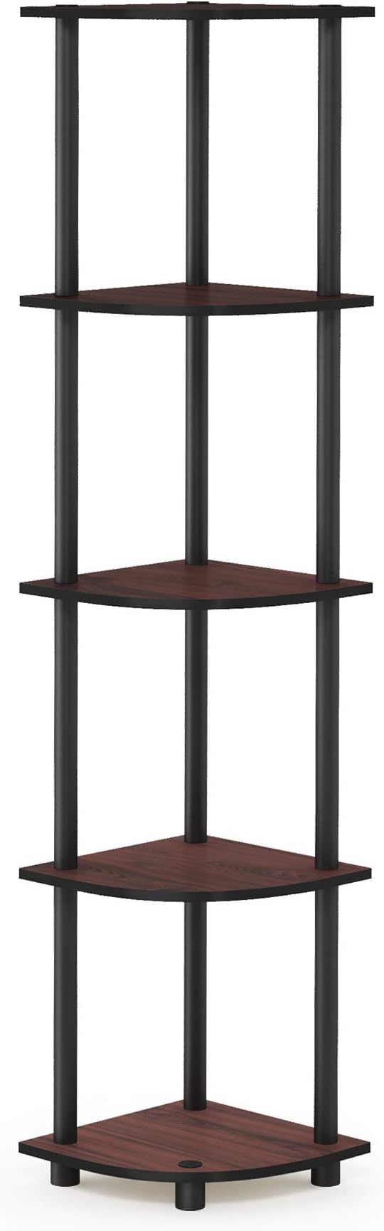 Furinno TURN-N-TUBE Corner Shelf, 5-Tier Corner Bookshelf, Open Storage Shelves, for Organization and Storage, Living Room, Home Office, Garage, Bedroom, Dark Cherry - Image 8